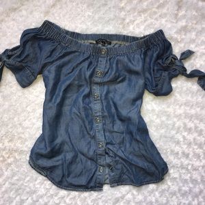 Off the shoulder jean top